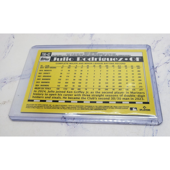 2025 Topps Series 1 1990 Topps Baseball Julio Rodriguez Seattle Mariners #T90-42 - Picture 4 of 4